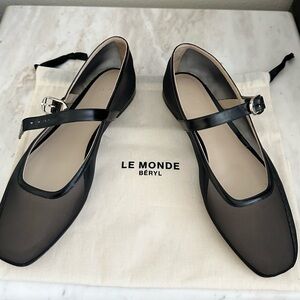 Le Monde Beryl Leather Trimmed Mesh Flats